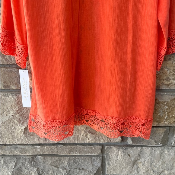 NWT La Blanca Vibrant Orange Crochet Swim Cover-Up Size Large - Picture 13 of 15